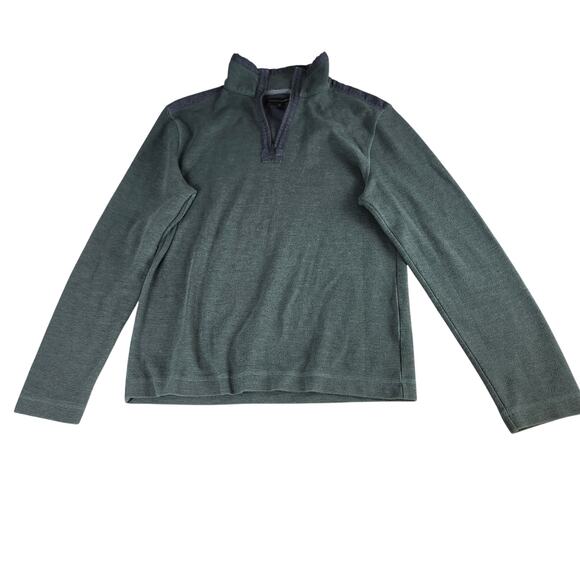 Banana Republic 1/4 Zip Pullover Sweater Mens Sz Medium Green and Gray Casual - Picture 1 of 8